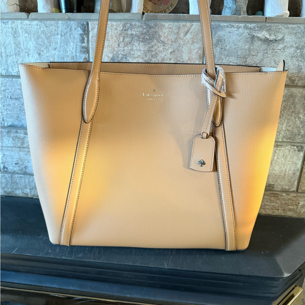 Kate Spade Cara Beige Leather Tote In Tiramisu